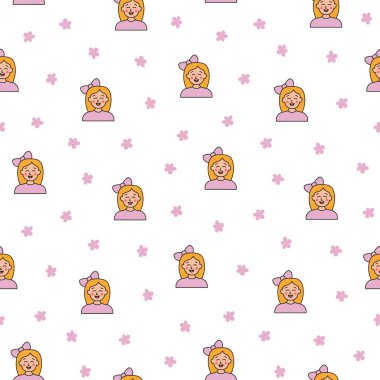 Çocuklar farklı kullanıcı profili. Kusursuz desen. Güzel kız ve erkek. Gençler. Vektör çizimi. Tasarım süslemeleri.