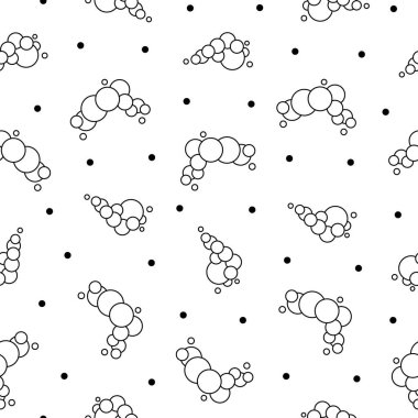 Köpüklü sabun köpüğü. Kusursuz desen. Boyama sayfası. Banyo köpükleri, şampuan, tıraş köpüğü. Bulutlu kare ve köşe. El çizimi stili. Vektör çizimi. Tasarım süslemeleri.