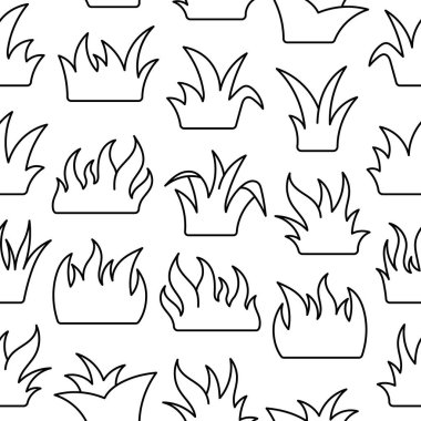 Çimenler. Kusursuz desen. Boyama sayfası. Flora, bahçe bitkisi. El çizimi stili. Vektör çizimi. Tasarım süslemeleri.