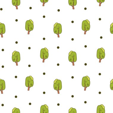 Yaprak döken ağaç. Kusursuz desen. Orman bitkisi, tarım bahçesi ve doğa parkı bitkisi. El çizimi stili. Vektör çizimi. Tasarım süslemeleri.