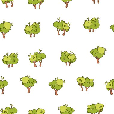 Deciduous tree. Seamless pattern. Forest flora, agricultural garden and nature park plant. Hand drawn style. Vector drawing. Design ornaments. clipart