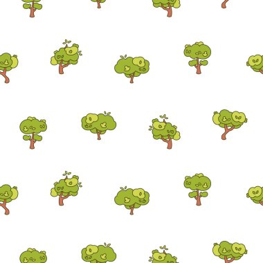 Yaprak döken ağaç. Kusursuz desen. Orman bitkisi, tarım bahçesi ve doğa parkı bitkisi. El çizimi stili. Vektör çizimi. Tasarım süslemeleri.