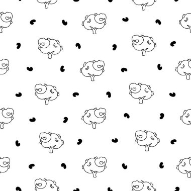 Yaprak döken ağaç. Kusursuz desen. Boyama sayfası. Orman bitkisi, tarım bahçesi ve doğa parkı bitkisi. El çizimi stili. Vektör çizimi. Tasarım süslemeleri.