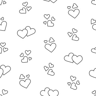 Sevgililer Günü için farklı bir kalp. Kusursuz desen. Boyama sayfası. Aşk ve romantik. El çizimi stili. Vektör çizimi. Tasarım süslemeleri.