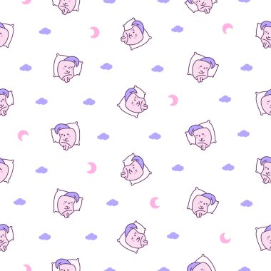 Tatlı marşmelov karakteri. Kusursuz desen. Gülen tatlı tatlı çizgi film. El çizimi stili. Vektör çizimi. Tasarım süslemeleri.