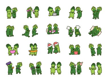 Birkaç sevimli kuşkonmaz çizgi film karakteri. Komik sevimli arkadaşlar. El çizimi stili. Vektör çizimi. Tasarım elementlerinin koleksiyonu.