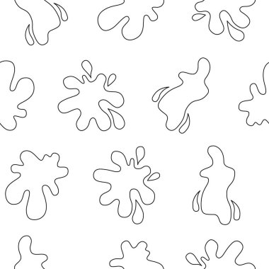 Mürekkep lekesi. Kusursuz desen. Boyama sayfası. Dekoratif akışkan şekil. Vektör çizimi. Tasarım süslemeleri.