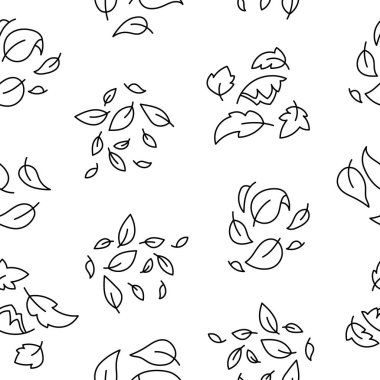 Autumn leaves fall. Seamless pattern. Coloring Page. Nature plant. Hand drawn style. Vector drawing. Design ornaments.