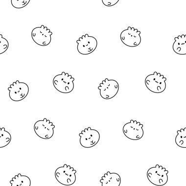 Cute kawaii happy giraffe. Seamless pattern. Coloring Page. Cartoon funny animals characters. Hand drawn style. Vector drawing. Design ornaments.