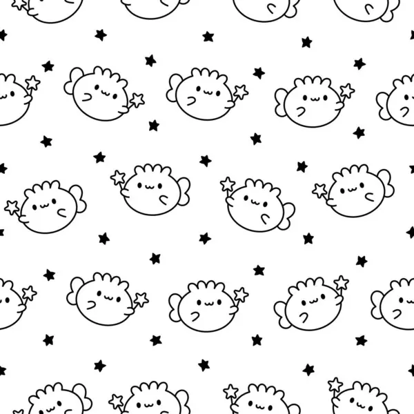 Cute kawaii happy giraffe. Seamless pattern. Coloring Page. Cartoon funny animals characters. Hand drawn style. Vector drawing. Design ornaments.