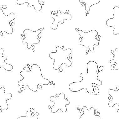 Mürekkep lekesi. Kusursuz desen. Boyama sayfası. Dekoratif akışkan şekil. Vektör çizimi. Tasarım süslemeleri.