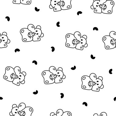 Şirin kawaii hamster. Kusursuz desen. Boyama sayfası. Çizgi film komik hayvan karakteri. El çizimi stili. Vektör çizimi. Tasarım süslemeleri.