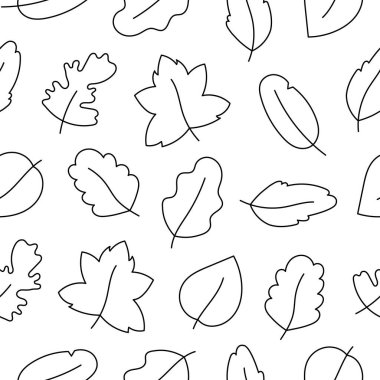 Autumn leaf. Nature. Seamless pattern. Coloring Page. Hand drawn style. Vector drawing. Design ornaments.