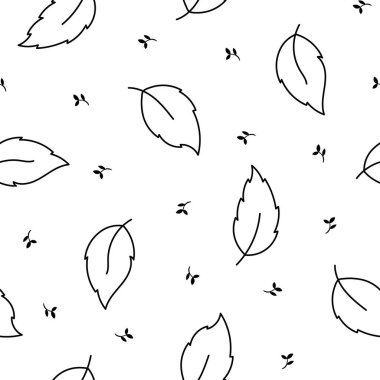 Autumn leaves fall. Seamless pattern. Coloring Page. Nature plant. Hand drawn style. Vector drawing. Design ornaments.