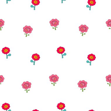 Dekoratif çiçekler. Kusursuz desen. Doğa bitkisi. Vektör çizimi. Tasarım süslemeleri.