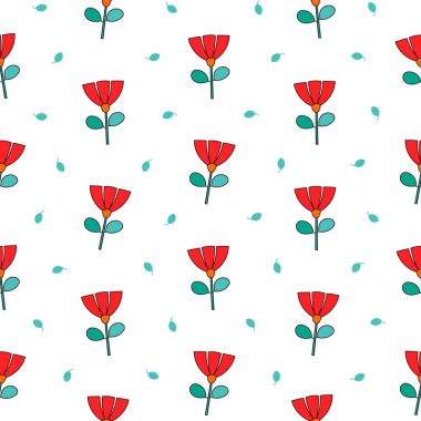 Dekoratif çiçekler. Kusursuz desen. Doğa bitkisi. Vektör çizimi. Tasarım süslemeleri.