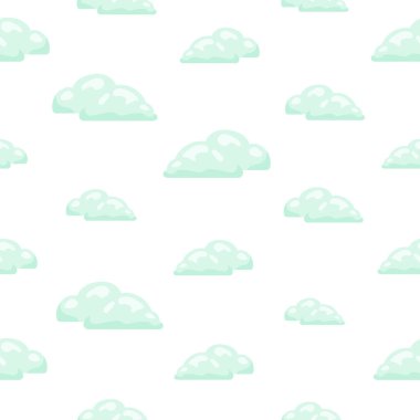 Kümülüs bulut çizgi filmi. Kusursuz desen. Gökyüzü sembolü. Vektör çizimi. Tasarım süslemeleri.
