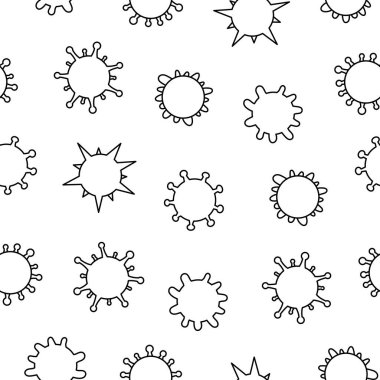Bakteri, virüs, mikrop, mikrop ve patojen. Kusursuz desen. Boyama sayfası. Sağlık sigortası. El çizimi stili. Vektör çizimi. Tasarım süslemeleri.