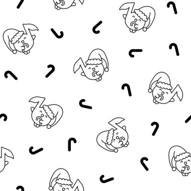 Sevimli küçük nota karakteri. Kusursuz desen. Boyama sayfası. Komik çizgi film elemanı. El çizimi stili. Vektör çizimi. Tasarım süslemeleri.