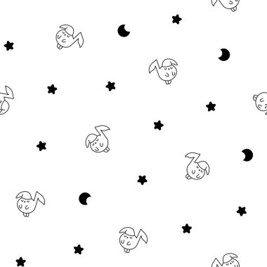 Sevimli küçük nota karakteri. Kusursuz desen. Boyama sayfası. Komik çizgi film elemanı. El çizimi stili. Vektör çizimi. Tasarım süslemeleri.