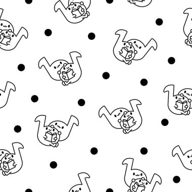 Şirin çift Kawaii müzik notaları. Kusursuz desen. Boyama sayfası. Çizgi film karakteri. El çizimi stili. Vektör çizimi. Tasarım süslemeleri.