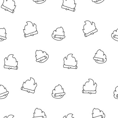 Ateş alevi. Kusursuz desen. Boyama sayfası. Şenlik ateşi ve cayır cayır yanan. El çizimi stili. Vektör çizimi. Tasarım süslemeleri.