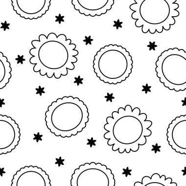 Bud çiçek bitkisi. Kusursuz desen. Boyama sayfası. Doğa ve bahar. El çizimi stili. Vektör çizimi. Tasarım süslemeleri.