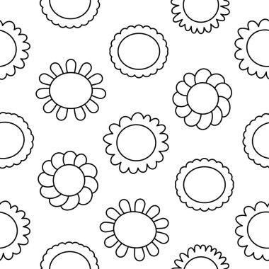 Bud çiçek bitkisi. Kusursuz desen. Boyama sayfası. Doğa ve bahar. El çizimi stili. Vektör çizimi. Tasarım süslemeleri.