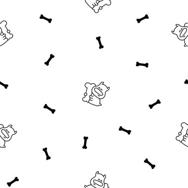 Şirin çizgi film karakterleri. Kusursuz desen. Boyama sayfası. Farklı duyguları olan sevimli bir köpek. El çizimi stili. Vektör çizimi. Tasarım süslemeleri.