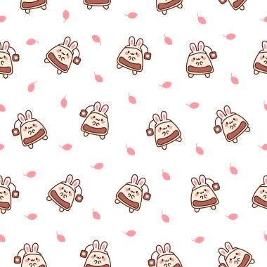 Farklı duyguları olan komik bir çay poşeti. Kusursuz desen. Çizgi film karakteri. El çizimi stili. Vektör çizimi. Tasarım süslemeleri.