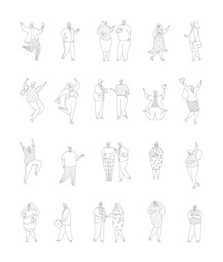 Toplantıdaki iş ekibi karakterleri. Boyama sayfası. Takım elbiseli ofis çalışanları. El çizimi stili. Vektör çizimi. Tasarım elementlerinin koleksiyonu.