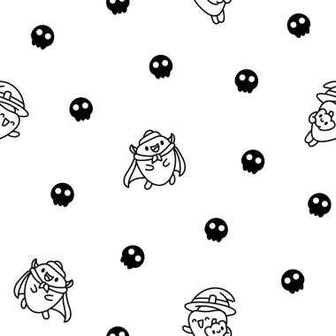 Çizgi film mutlu deniz kabuğu karakterleri. Kusursuz desen. Boyama sayfası. Komik suda yaşam. El çizimi stili. Vektör çizimi. Tasarım süslemeleri.