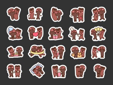 Tatlı karanfil ve tarçınlı çift. Etiket Yer İmi. Dost canlısı çizgi film baharatı. El çizimi stili. Vektör çizimi. Tasarım elementlerinin koleksiyonu.