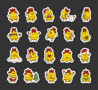 Şirin kawaii çizgi filmi Noel Çanı koleksiyonunu özetliyor. Farklı pozlar ve kış için bayram eşyaları.