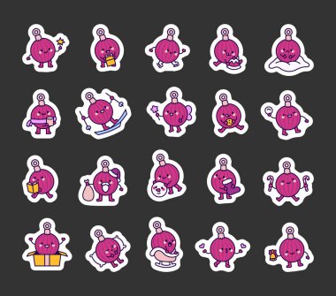 Şirin kawaii çizgi film koleksiyonu. Kış tatili için farklı pozlar ve şenlikli eşyalar içeren Noel Balosu koleksiyonu.