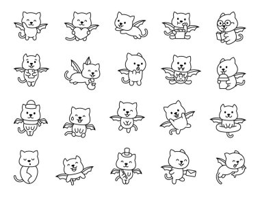 Kedi yavrusu, kawaii çizgi film karakteri. Kanatları var, gülümsüyor, nesneler tutuyor, çeşitli duygular taşıyor, poz veriyor, yemek yiyor, büyülü öğeler yiyor ve şenlikli aksesuarlar takıyor.