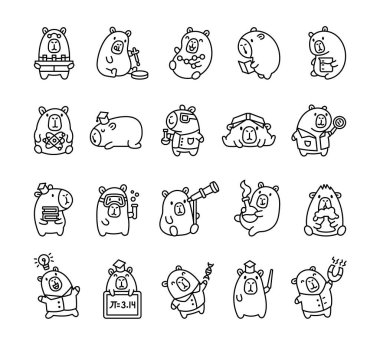 Kapibaralı bilim deneyleri, laboratuvar araştırmaları ve bilimsel keşif paketleri için kimya araçları olan eğitici çizgi film karakterlerinin yer aldığı bir set hazırladı.