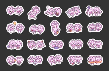 Yaratıcı tasarımlarınız için eğlenceli nesneler ve büyüleyici aksesuarlarla çeşitli duygu ve aktiviteleri gösteren sevimli kawaii çizgi film karakterleri.