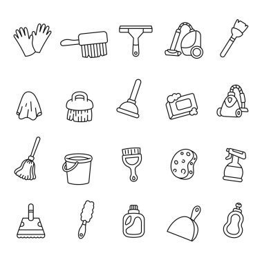 Cleaning stuff set for household hygiene and sanitation, featuring essential tools like brushes, vacuum cleaner, mop, gloves, and detergents for effective maintenance and chores for yours projects