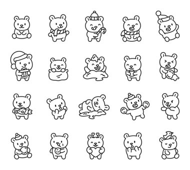 Noel, kar, eğlence, duygu, kutlama, mutluluk, dekorasyon, şenlik, samimi, neşeli, neşeli, tapılası hayvanlar için karikatür karakterleri olan sevimli kawai kutup ayıları.