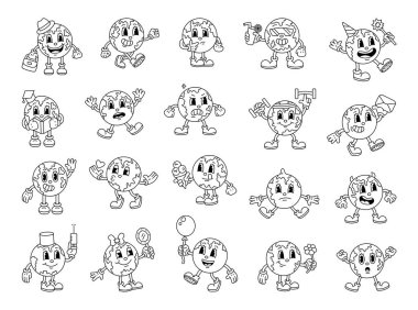 Sevimli gezegen karakteri seti duyguları, şık görünüşü, neşeli ruh halleri, neşeli hareketleri, sevgi dolu anları, fitness enerjisi, neşeli selamları ve hoş aksesuarları gösteriyor.