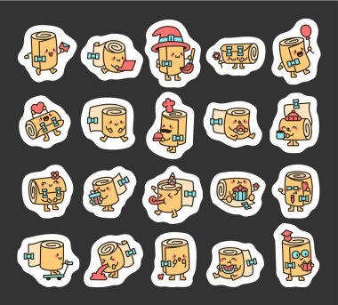 Sevimli kawaii tıbbi bandaj karakterleri eğlence, neşe, eğlence, ifadeler, yaşam tarzı, etkinlik, yaratıcılık, neşeli, arkadaş canlısı, gülümseyen