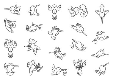 Farklı şapkalar, duygular, tatil temaları, aile anları ve günlük nesneler içeren sevimli çizgi film karakteri seti resimleme ve yaratıcı tasarım projeleriniz için