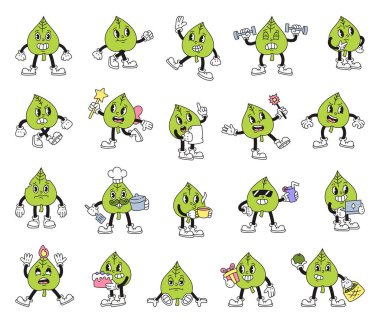 Çekici duyguları olan komik çizgi film karakteri meyve suyu içmek, dambılları kaldırmak, mektupları okumak, hediyeleri tutmak ve pastayla kutlamak gibi sevimli hareketler.