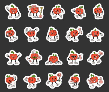 Balkabağı sebze çizgi filmi, modası geçmiş klasik cadılar bayramı kostümü korkutucu komik komik çizgi roman tasarım karakter koleksiyonu komik.