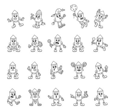 Çizgi filmdeki modası geçmiş roket karakterleri, modası geçmiş komik dışavurumcu stili, duyguları ifade eden jestler, kostümler, objeler ve fantezi unsurları.