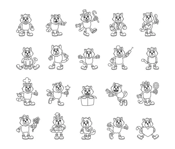 Duygusal eylemleri olan çizgi film karakterleri, jestler, aksesuarlar, komik ifadeler.