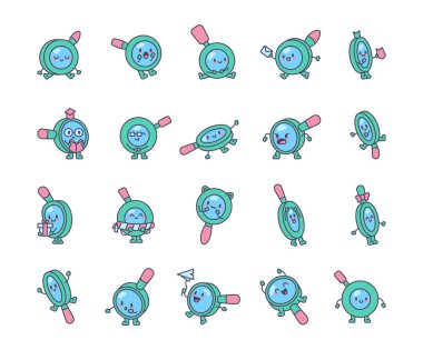 Büyüten cam karakter çizgi film kawaii komik duygu eylemi gülümseme kitabı sürpriz hediye balon uçurtma meditasyonu dinlenme keyfi