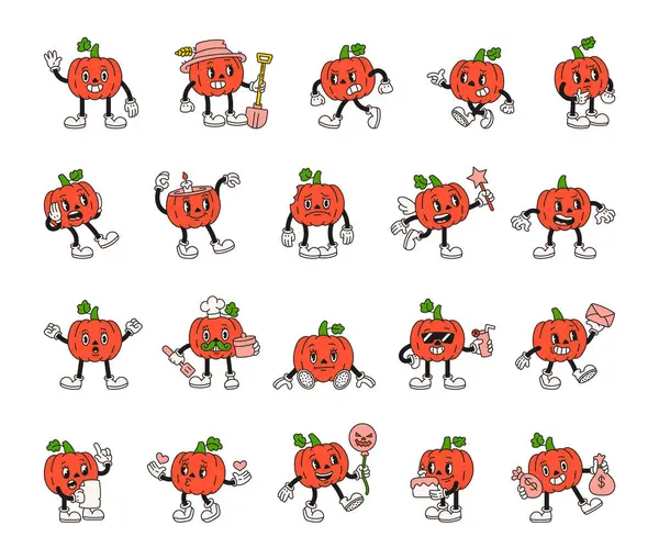 Balkabağı sebze çizgi filmi, modası geçmiş klasik cadılar bayramı kostümü korkutucu komik komik çizgi roman tasarım karakter koleksiyonu komik.