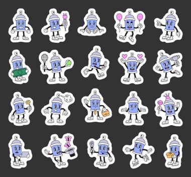 Sprey, duygu yüklü çizgi film karakterleri, nesneleri, aksesuarları, meslekleri, yiyecekleri, modaya uygun geçmişe dönük ana hatları oluşturabilir.